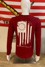 Load image into Gallery viewer, Deep Red Betsy Ross Long Sleeve T-Shirt