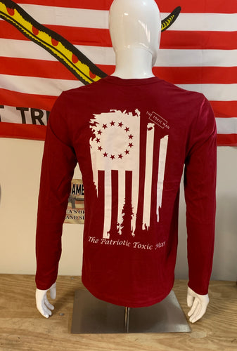 Deep Red Betsy Ross Long Sleeve T-Shirt